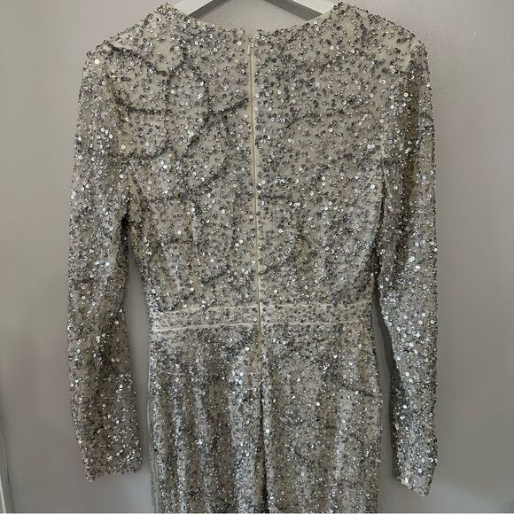 Mac Duggal 5741 Fringe Slit Plunging Neck Dress - Picture 8 of 11